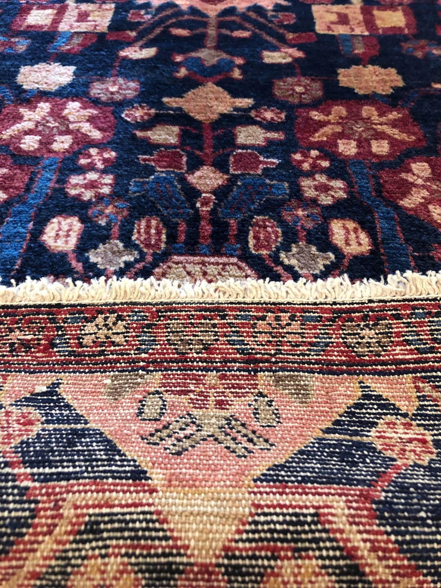 Persian Tribal Hand-Knotted Medallion Hamadan Rug In Excellent Condition In San Diego, CA