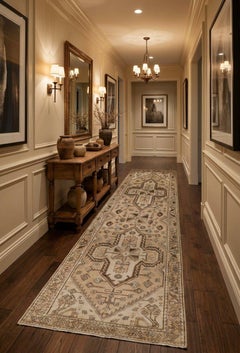 Persian Tribal Runner in Warm Ivory with Bold Geometric Motifs