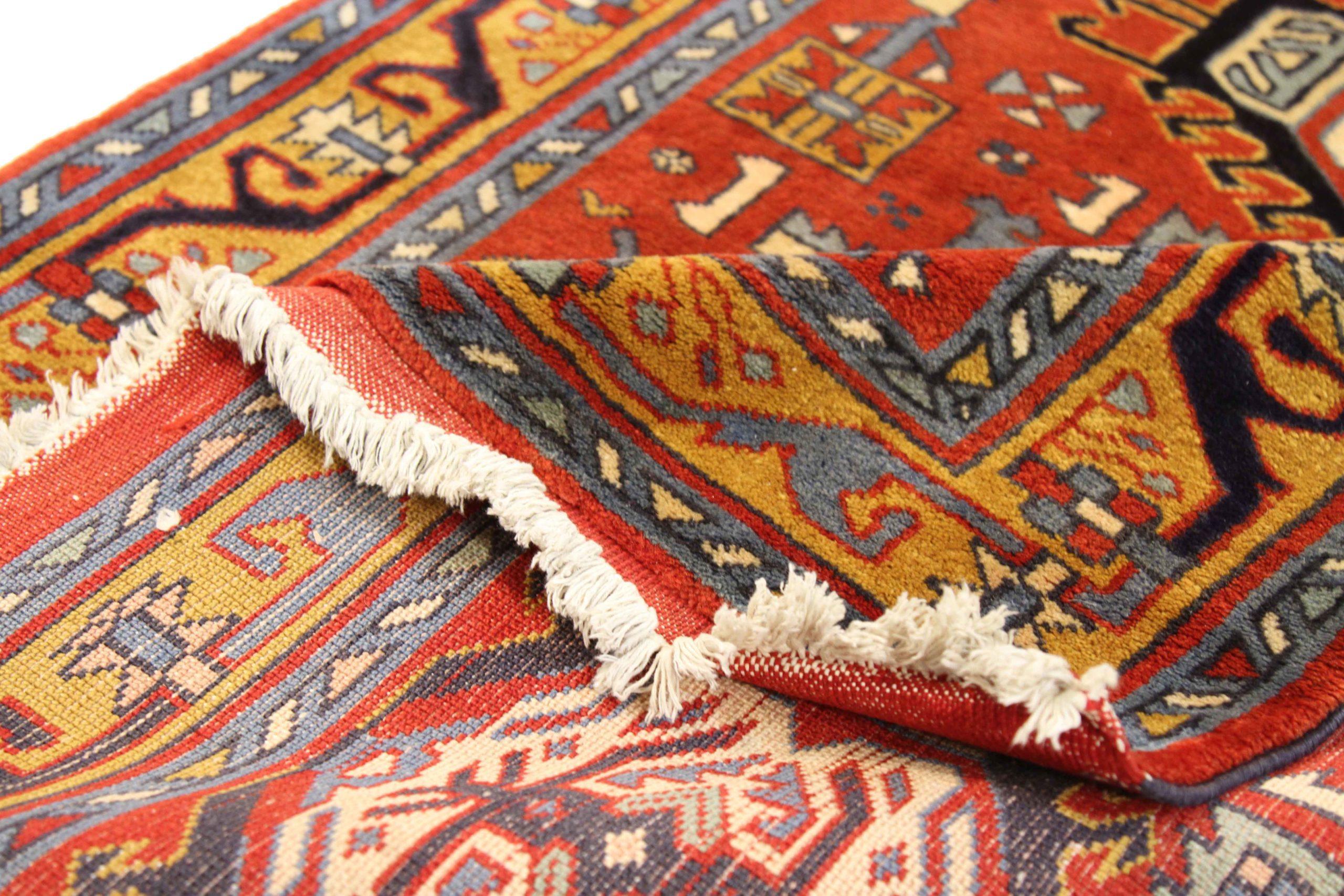 Alfombra Persa Turkeman - Lana Diseño Azul Rojo Amarillo - 75375 Asiático en venta