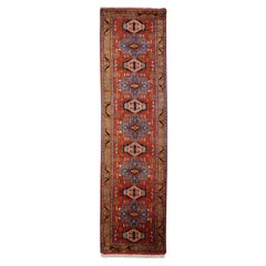 Persian Turkeman Runner Rug - Wool Blue Red Yellow Design - 75375