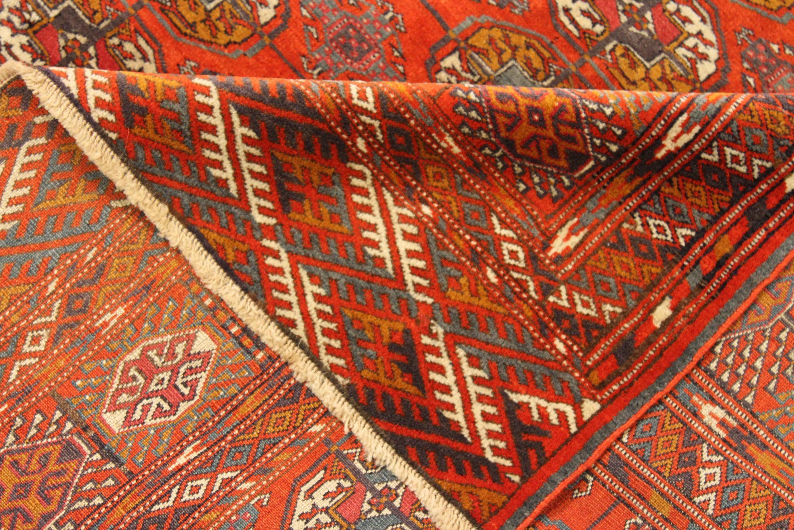 Persischer Turkeman Kleiner Teppich aus Wolle in Rot 10625 (Asiatisch) im Angebot