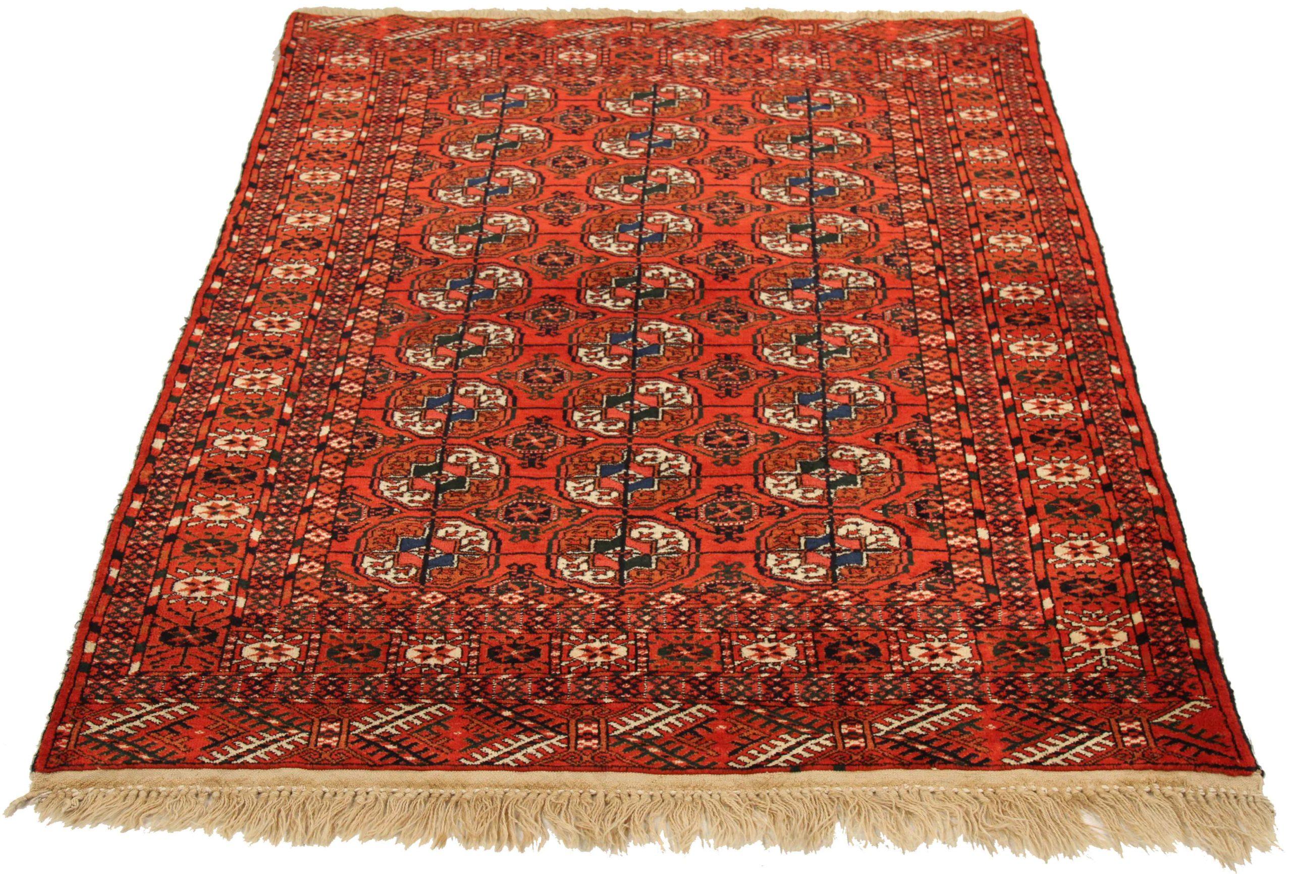 Discover the elegance of Persian Turkeman featuring Small Rug in Circa 1910. Designed with Wool and IvoryRed, this exclusive design is perfect for enhancing your space.