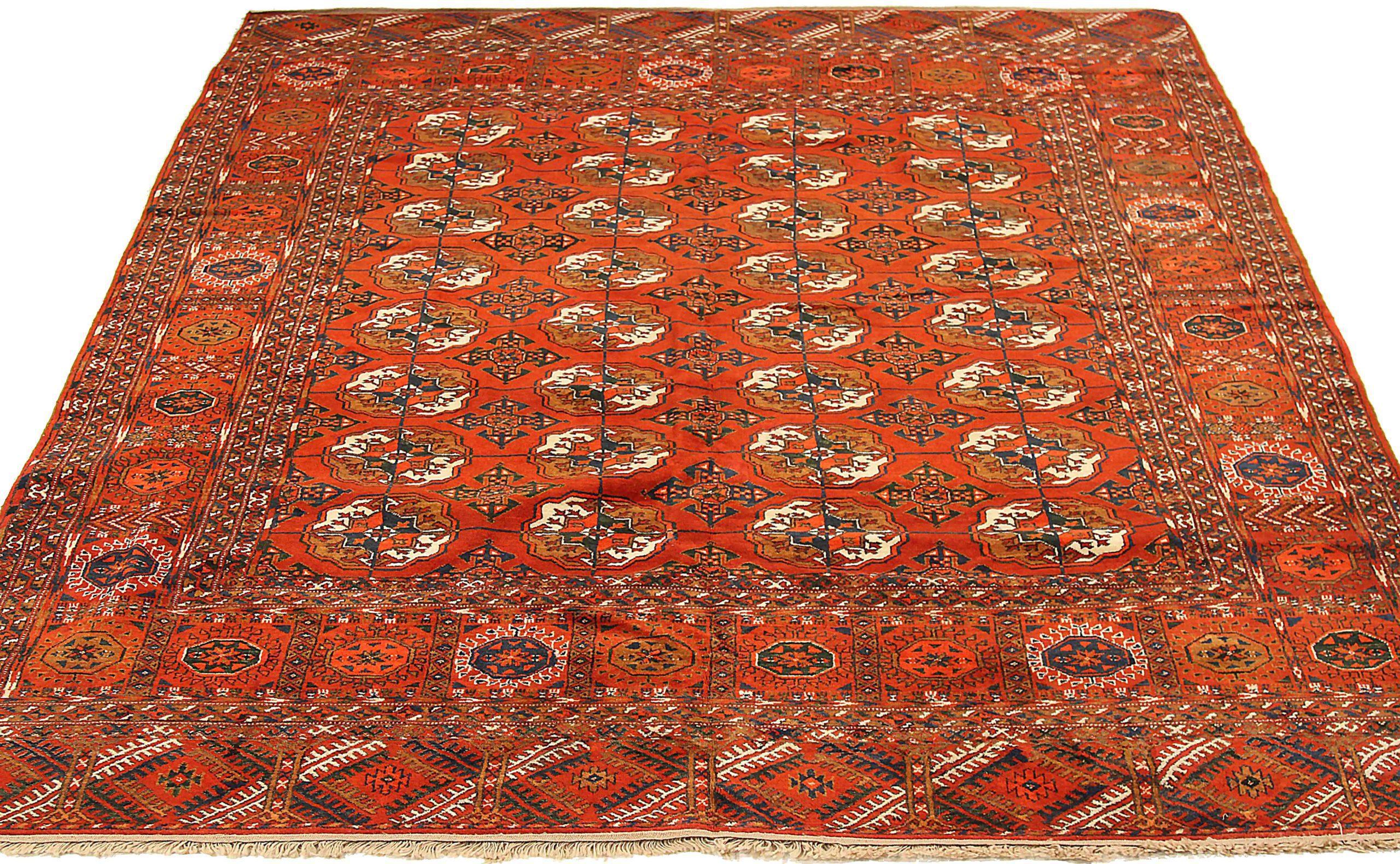 Discover the elegance of Persian Turkeman featuring Small Rug in Circa 1940. Designed with Wool and IvoryRedYellow, this exclusive design is perfect for enhancing your space.