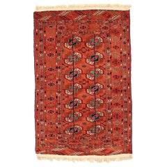 Alfombra Persa Turkeman Small - Lana Verde Marfil Rojo Design - 75113