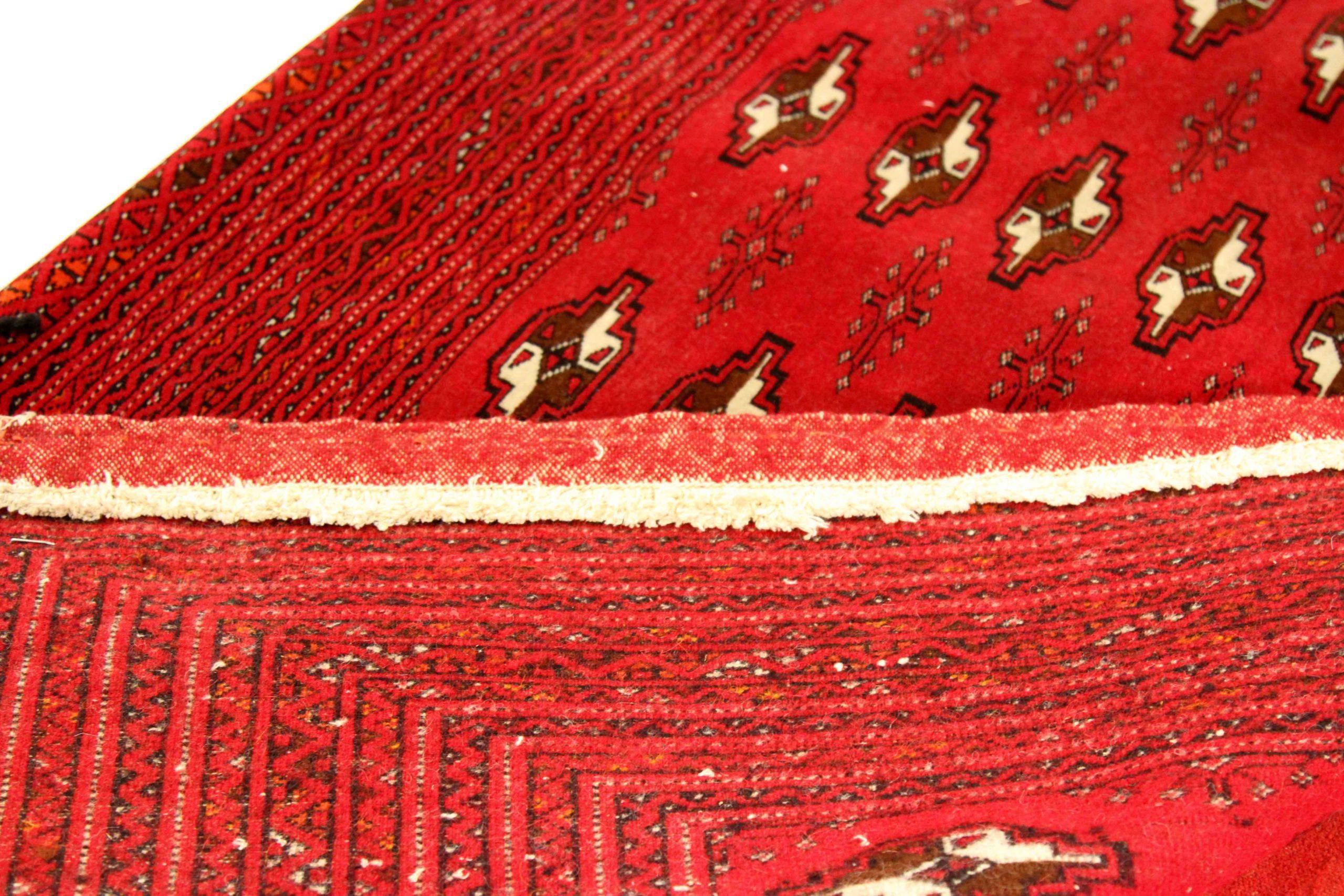 Persischer Turkeman Kleiner Teppich - Wolle Elfenbeinrot Design - 76031 (Irakisch) im Angebot