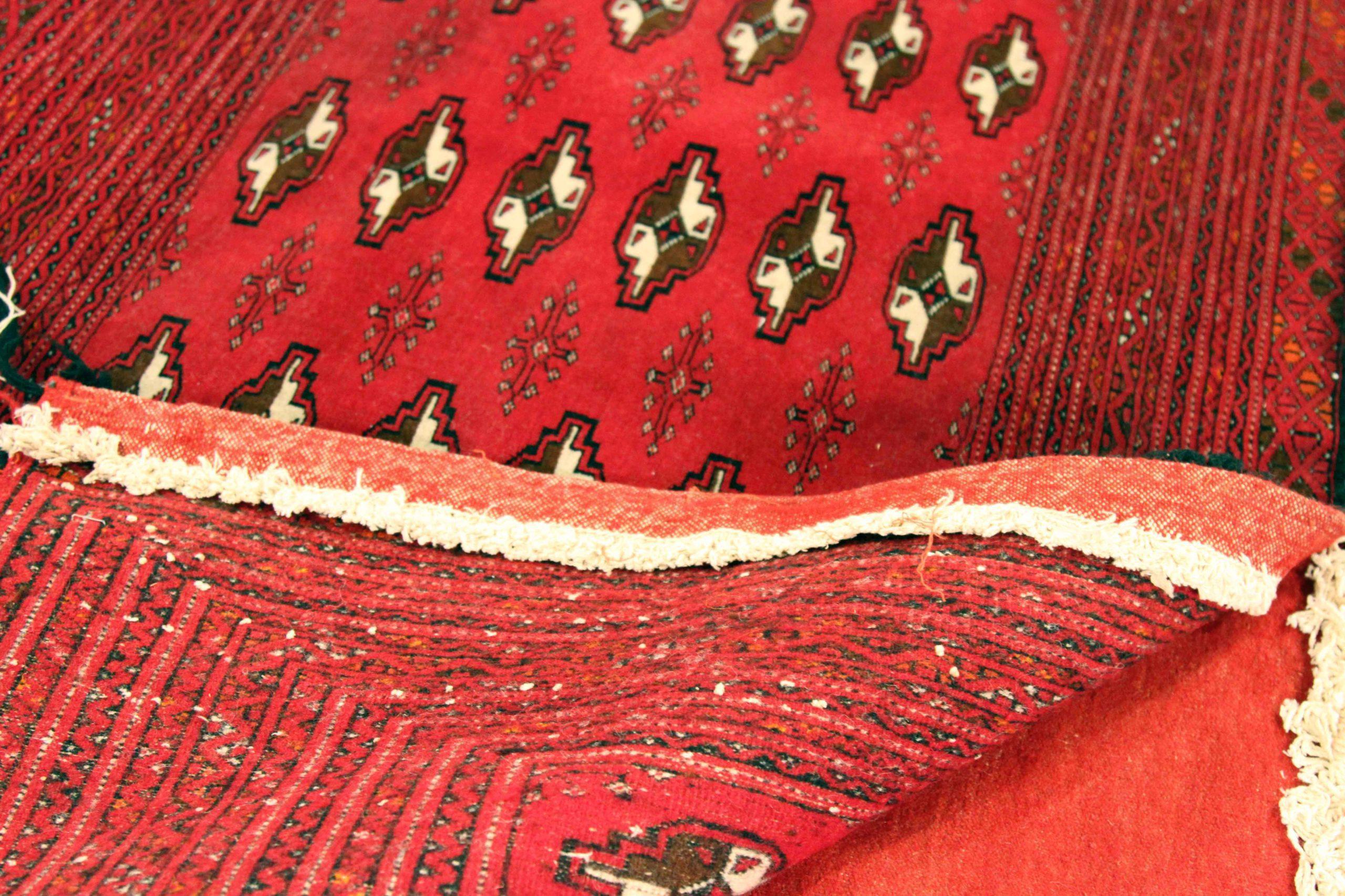 Iraqi Persian Turkeman Small Rug - Wool Ivory Red Design - 76032 For Sale