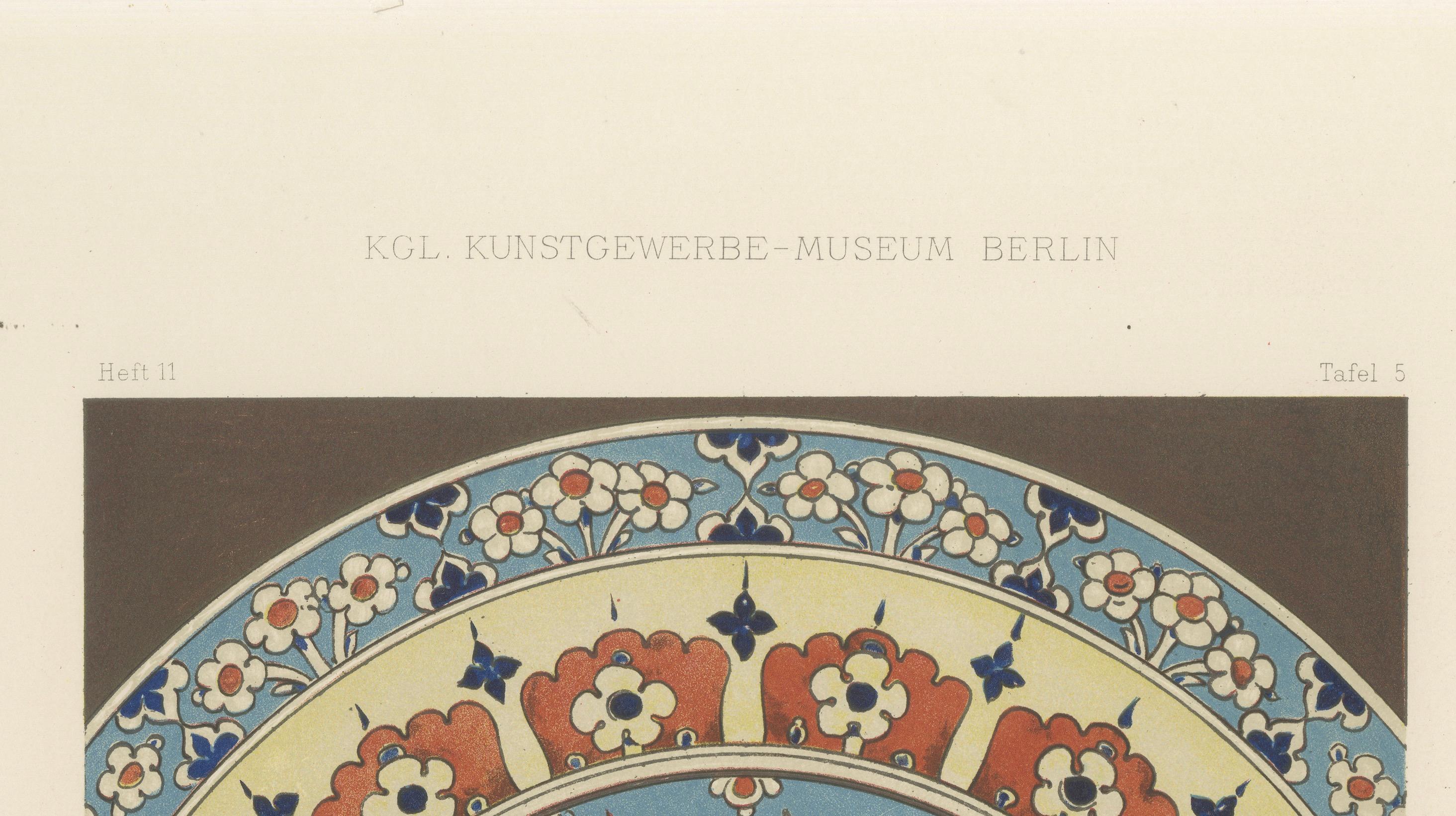 Persisch-türkischer Fayenceteller mit Nelken- und Tulpenmotiv - J.Lessing, 1890 (Deutsch) im Angebot