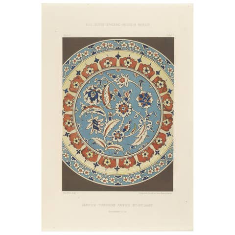 Persian-Turkish Faience Plate with Carnation and Tulip Motif – J.Lessing, 1890