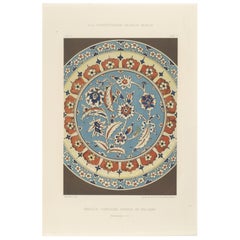 Persian-Turkish Faience Plate with Carnation and Tulip Motif – J.Lessing, 1890