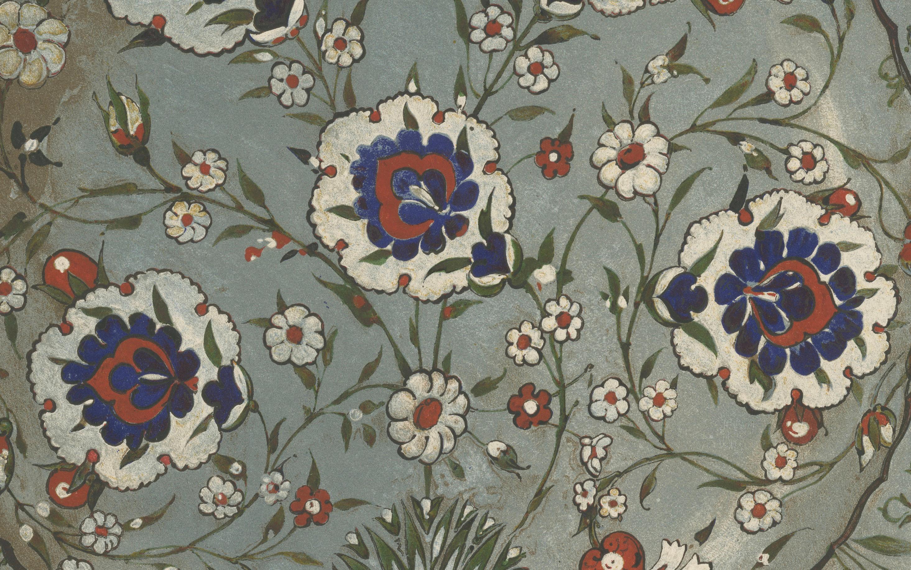 Persisch-türkischer Fayenceteller mit Nelkenmotiv - Julius Lessing, Berlin 1890 im Zustand „Gut“ im Angebot in Langweer, NL