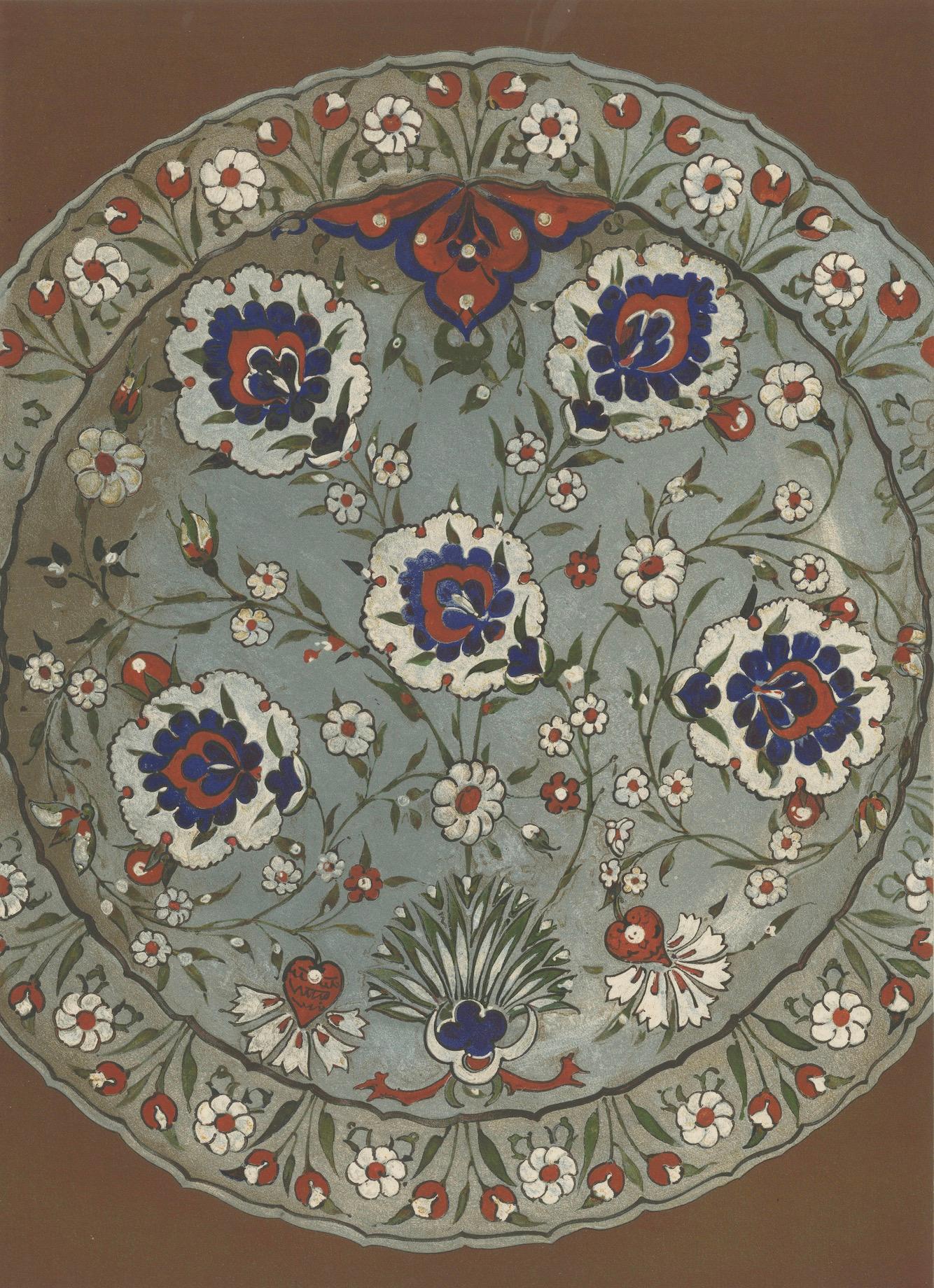 Persisch-türkischer Fayenceteller mit Nelkenmotiv - Julius Lessing, Berlin 1890 (Spätes 19. Jahrhundert) im Angebot