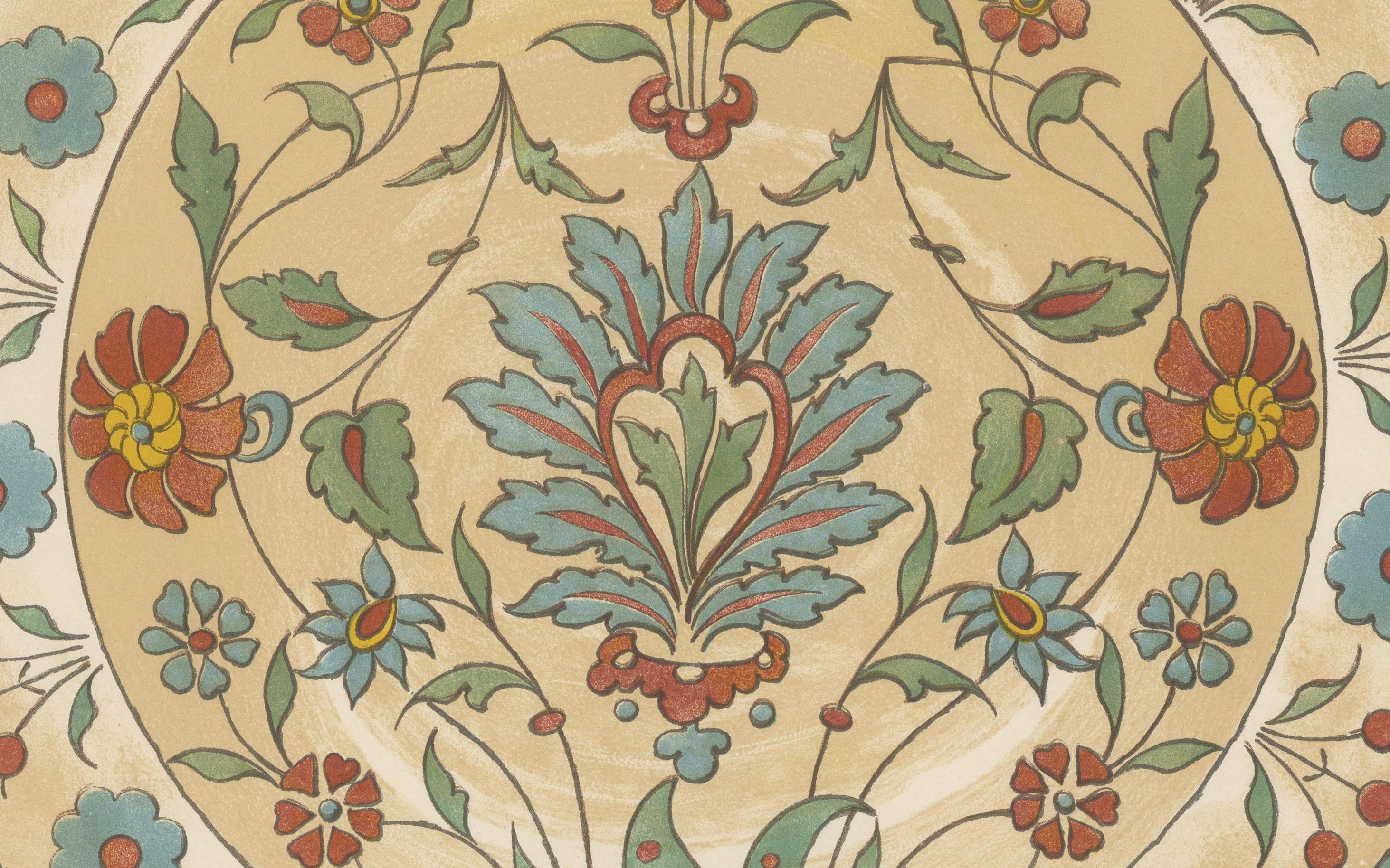 Assiette en faïence perse-turque avec médaillon floral - J. Lessing, Berlin 1890 Bon état - En vente à Langweer, NL