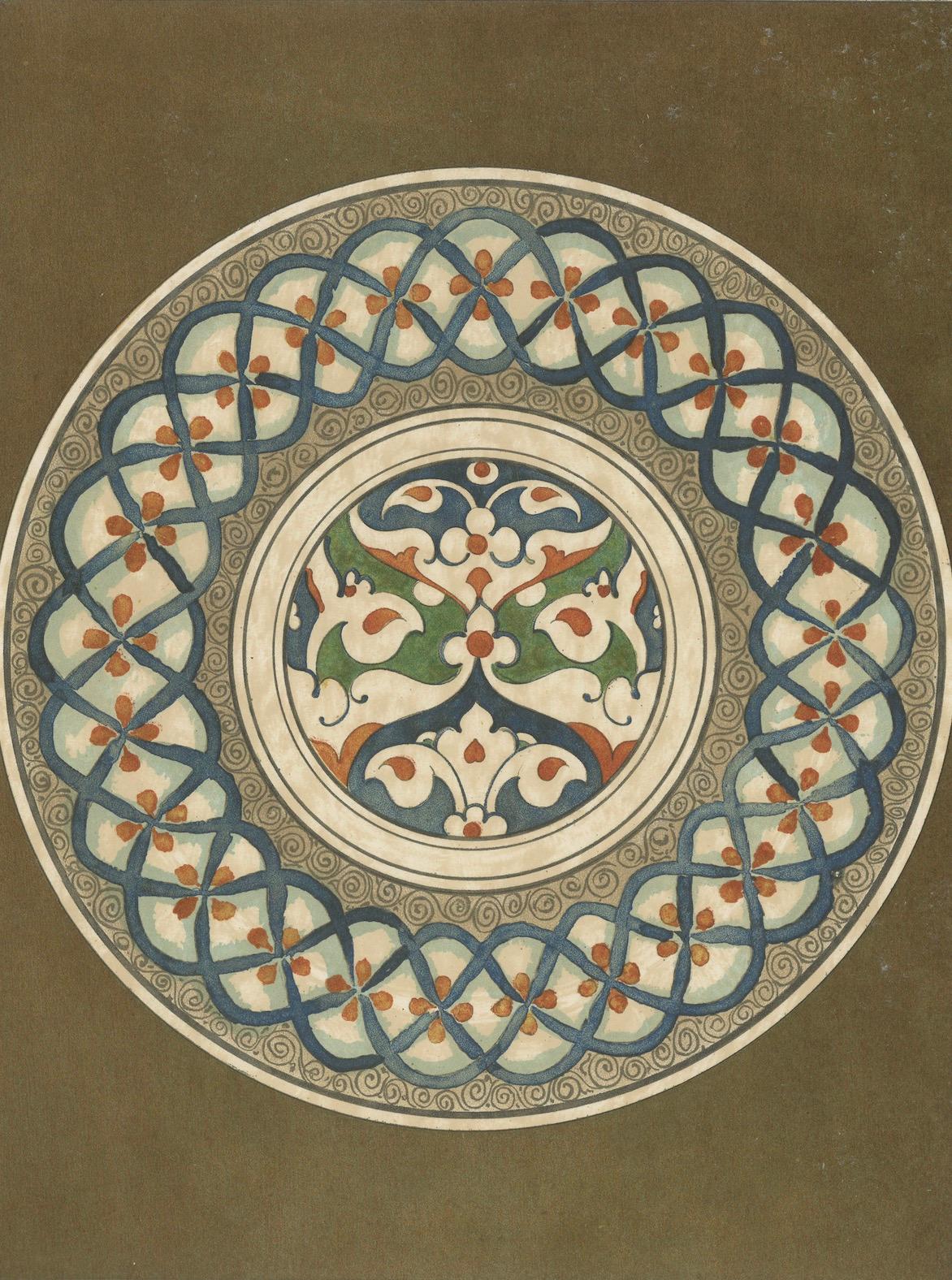 Fin du XIXe siècle Assiette en faïence perse-turque à motif entrelacé - J. Lessing, Berlin 1890 en vente