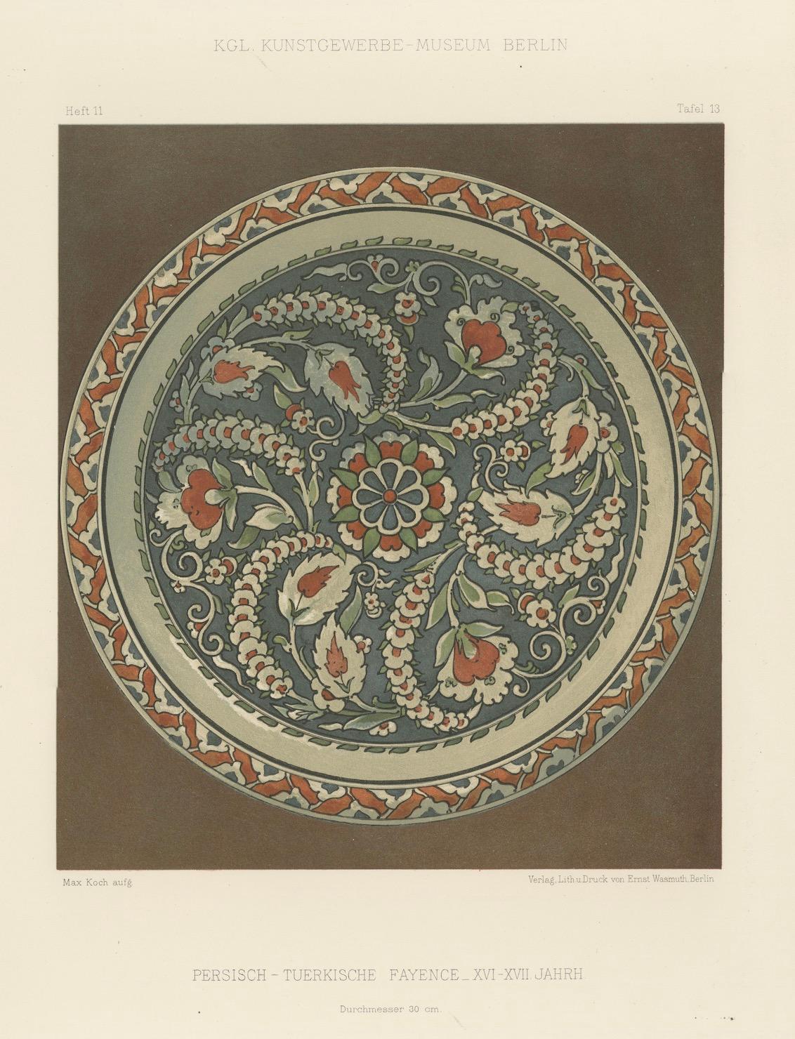 Persian-Turkish Faience Plate with Spiraling Floral Design – Julius Lessing 1890