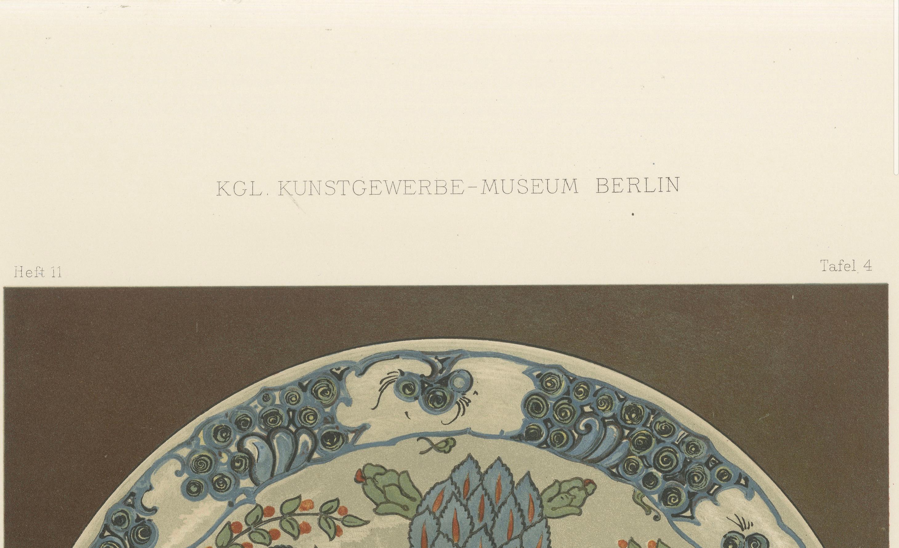 Persisch-türkischer Fayenceteller mit Tulpen- und Artischockenmotiv - J.Lessing, 1890 (Deutsch) im Angebot