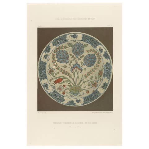 Persian-Turkish Faience Plate with Tulip and Artichoke Motif – J.Lessing, 1890
