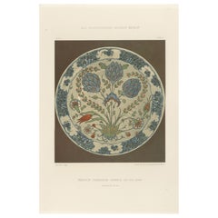 Persian-Turkish Faience Plate with Tulip and Artichoke Motif – J.Lessing, 1890