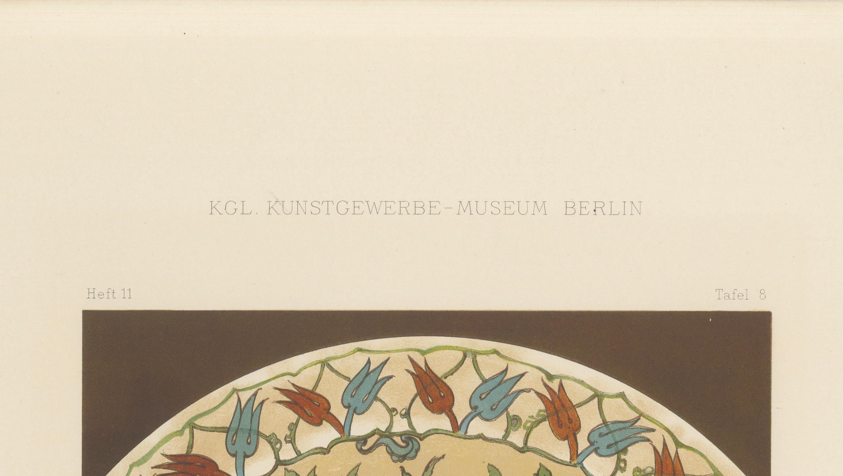 Persisch-türkischer Fayenceteller mit Tulpen- und Nelkendesign - J.Lessing,  1890 (Deutsch) im Angebot