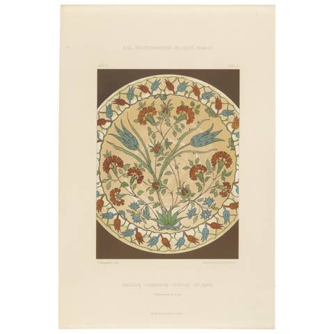 Persian-Turkish Faience Plate with Tulip and Carnation Design – J.Lessing, 1890