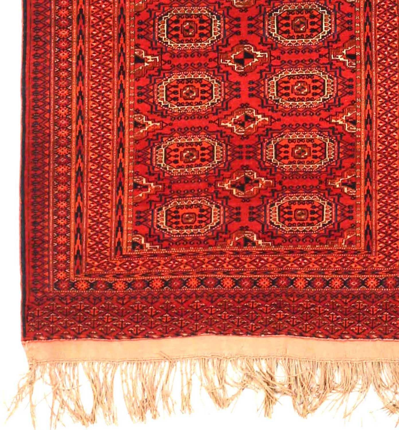 Persischer türkischer kleiner Teppich Circa 1910 - Wolle Schwarz Elfenbein Rot 72314 (Asiatisch) im Angebot