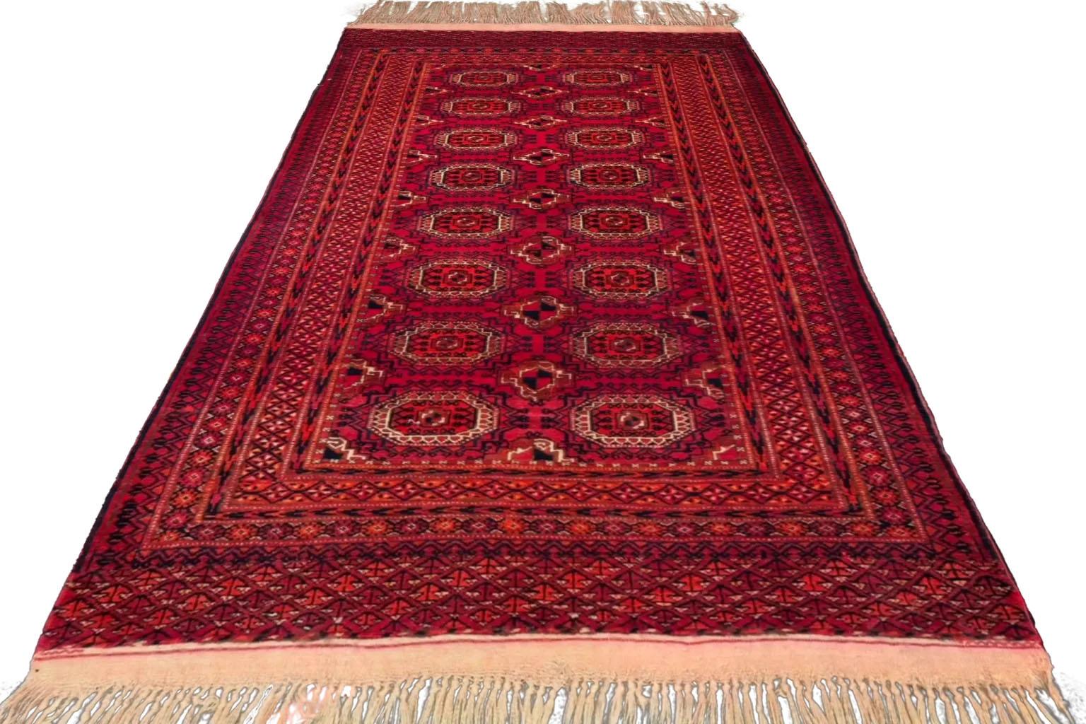 Hand-Knotted Persian Turkish Small Rug Circa 1910 - Wool - Black Ivory Red For Sale