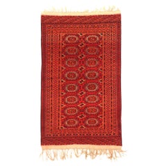 Persischer türkischer kleiner Teppich Circa 1910 - Wolle Schwarz Elfenbein Rot 72314