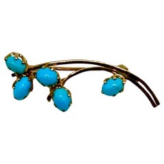 Retro Persian Turquoise 14Karat Gold Brooch