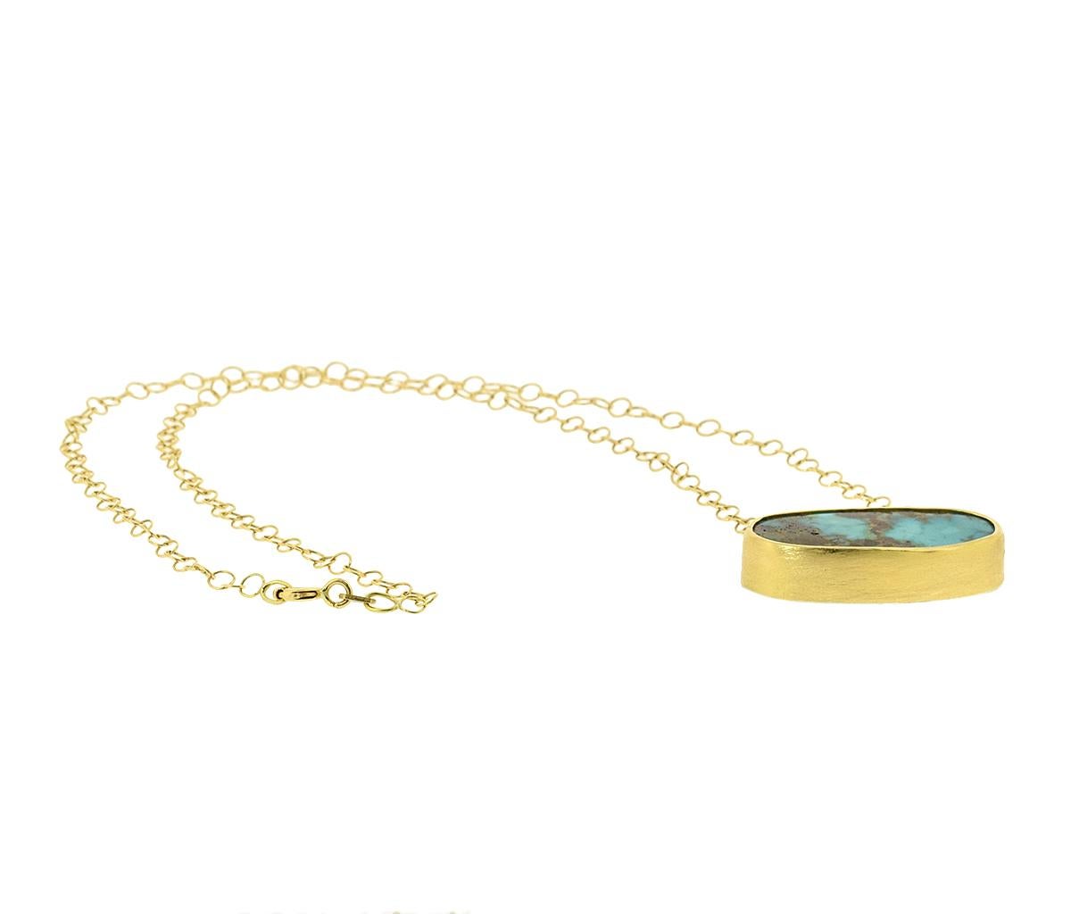 Oval Cut Persian Turquoise Gold Choker