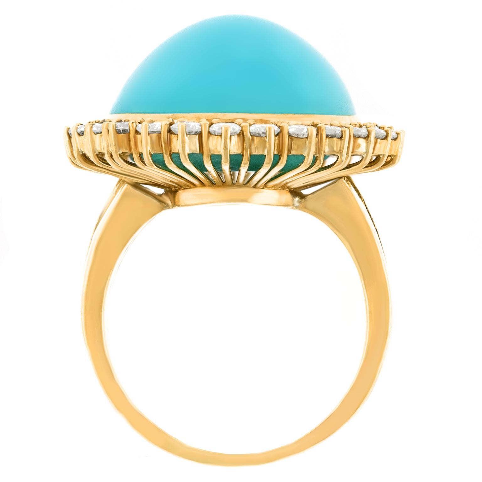 Persian Turquoise and Diamond Ring 18k For Sale 6