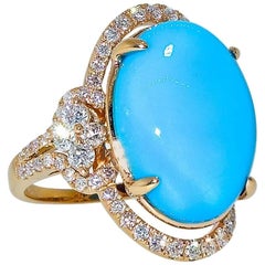 Persian Turquoise and Diamond Ring