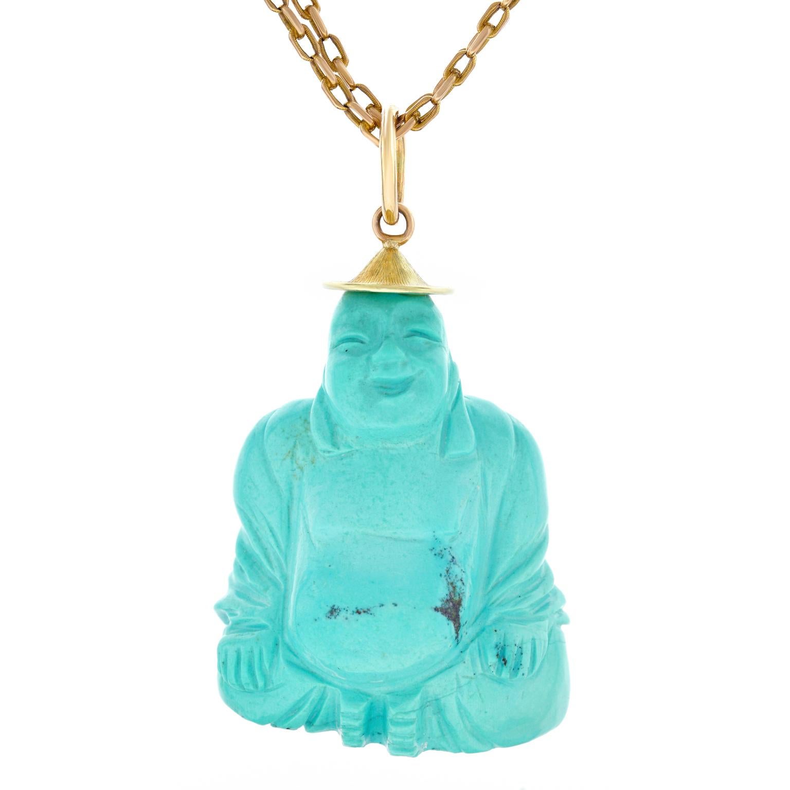 Persian Turquoise Buddha In Excellent Condition In Litchfield, CT