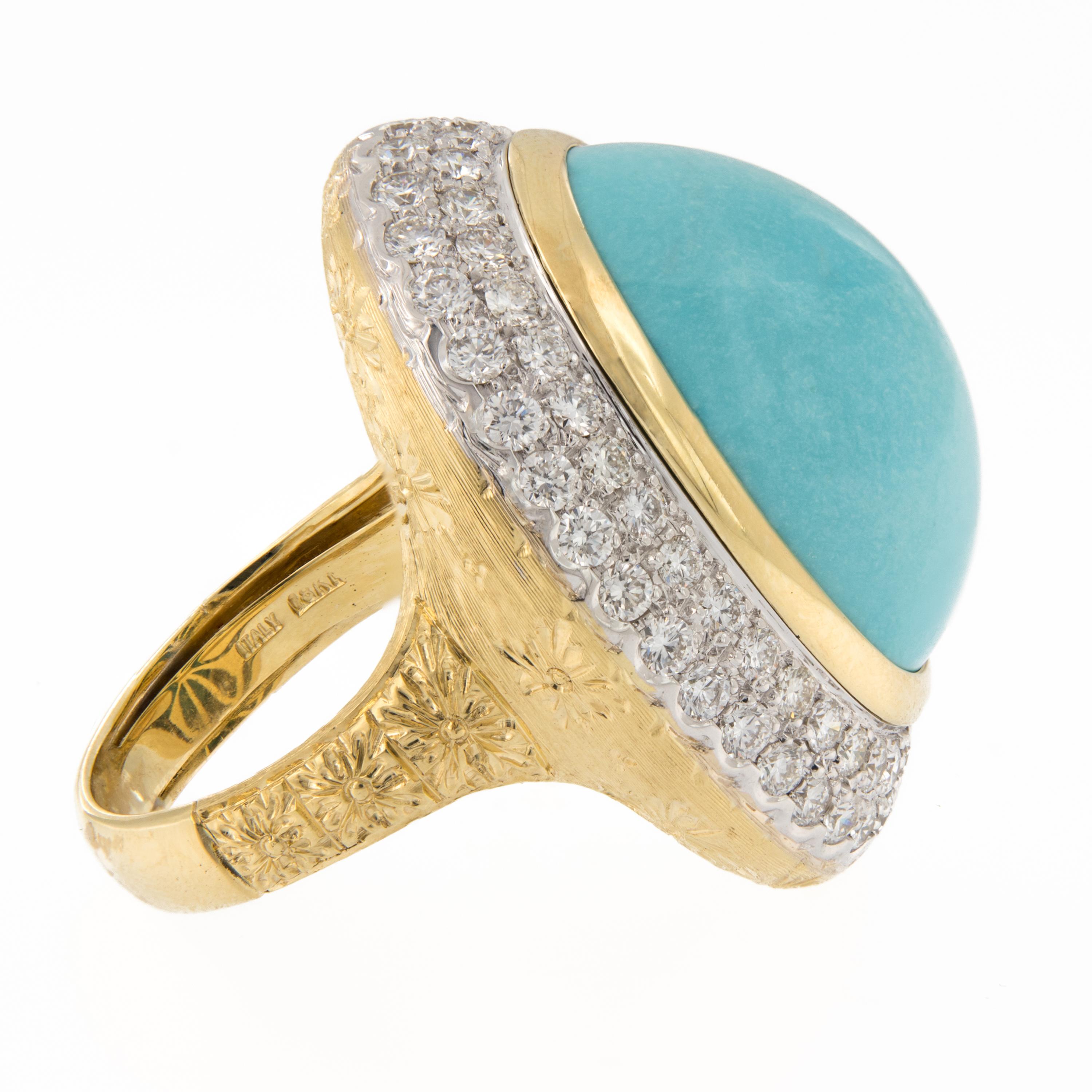 Women's Persian Turquoise Diamond Gold Cocktail Ring