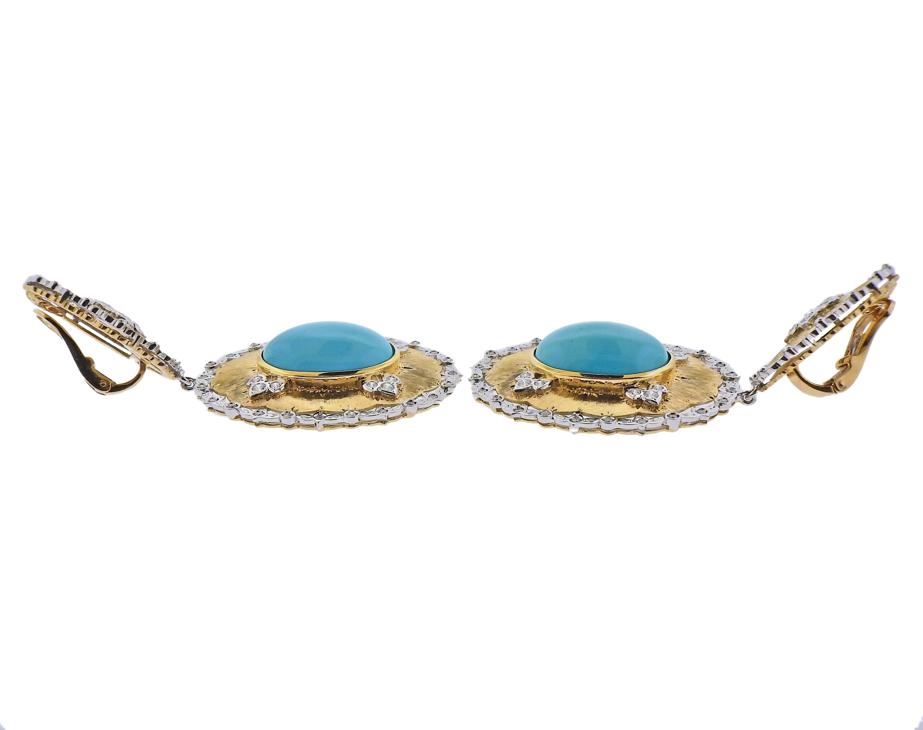 persian turquoise gold earrings