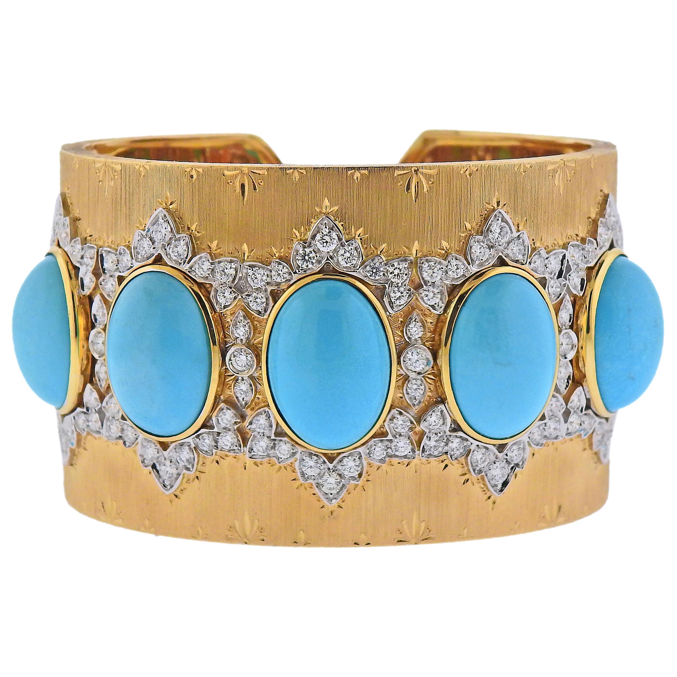 Beautiful Turquoise Diamond Silver Gold Bracelet at 1stDibs