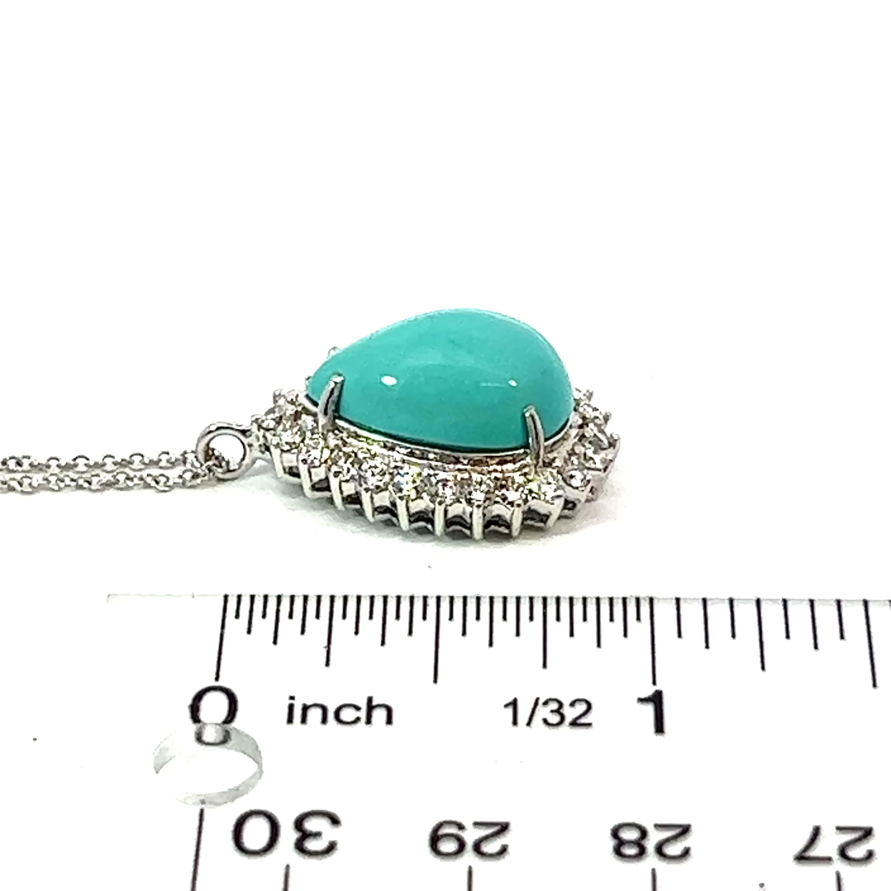 Persian Turquoise Diamond Pendant With Chain 17