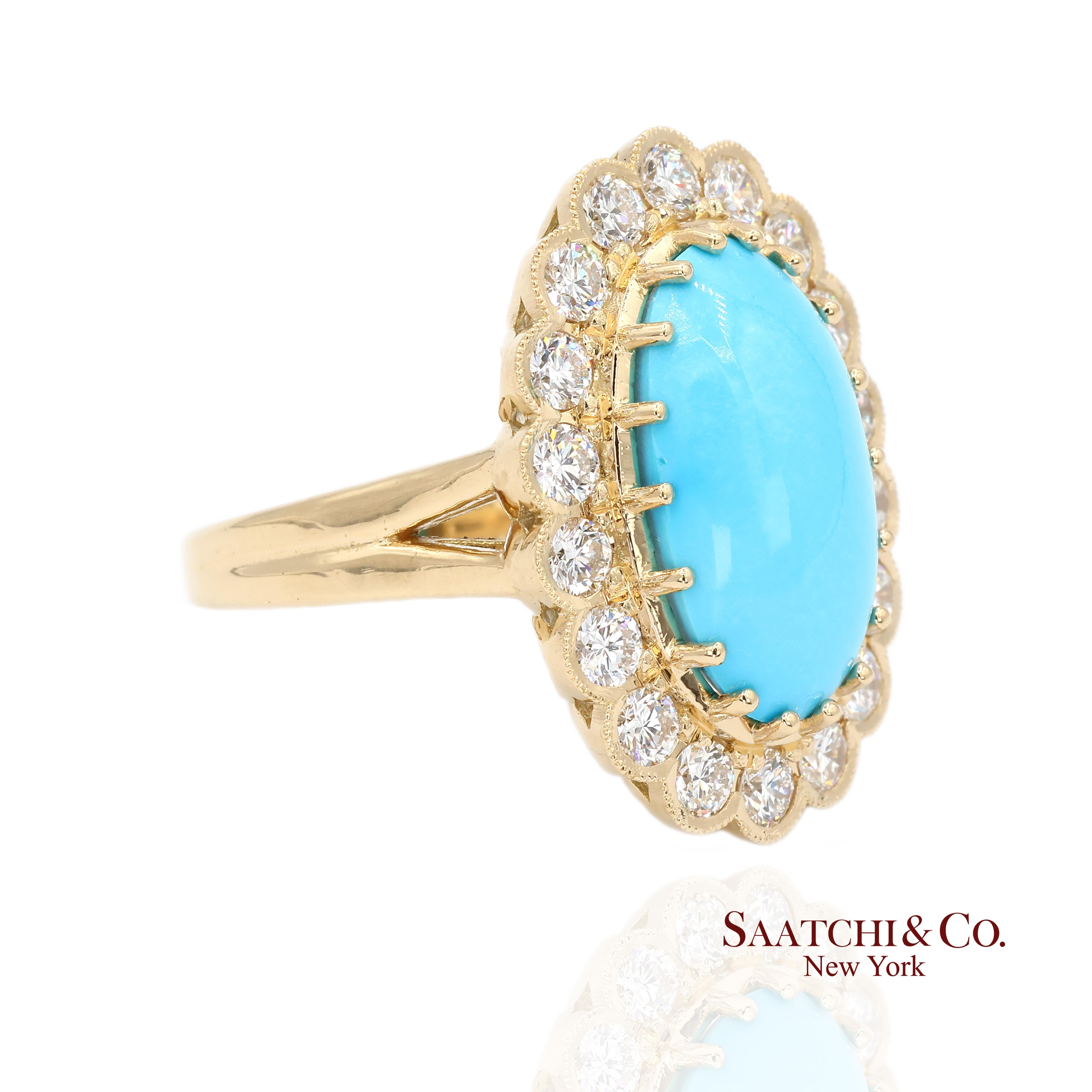 Bague en or avec turquoise et diamant

Type de métal : Or jaune 18K
Poids total de l'article : 11,2 grammes
Taille de la bague : 7 (redimensionnable)
Dimensions : Largeur 19.0mm X Longueur 25.0mm X Hauteur 10.0mm
1:
Pierre principale :