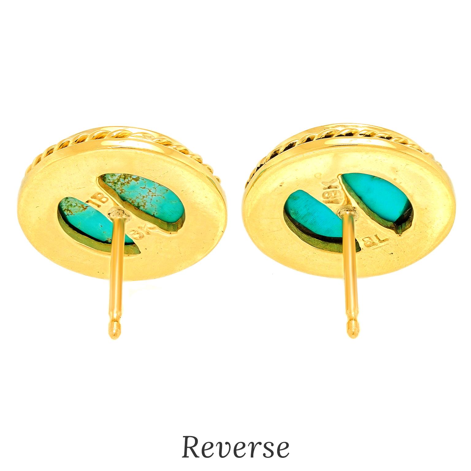 Boucles d'oreilles en turquoise persane en vente 2