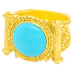Persian Turquoise Etruscan Revival Gold Ring