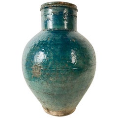 Persian Turquoise Glazed Storage Jar, Large Scale