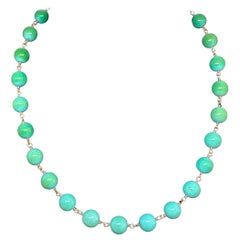 Collier persan ancien rétro en or jaune 14 carats 10 mm perles 19 pouces