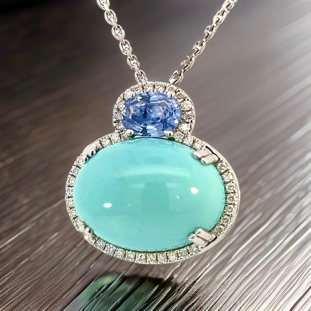Turquesa Persa Zafiro Diamante Collar 17