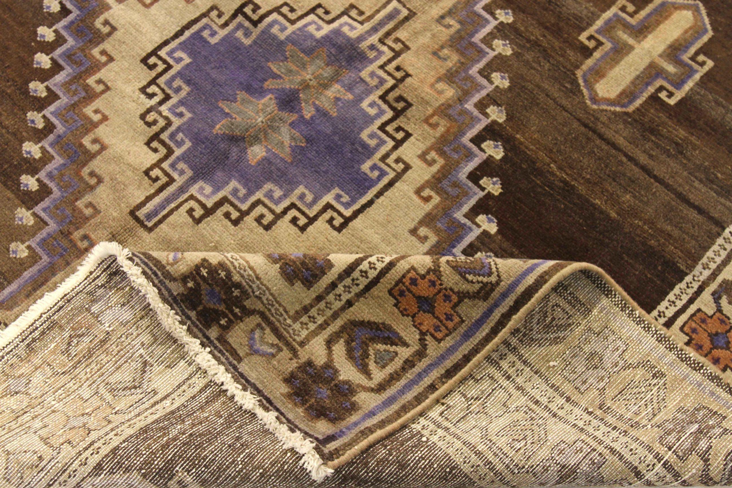 Asiatico Tappeti persiani Varamin Circa 1910 - Lana Marrone Avorio Purpel 74090 in vendita
