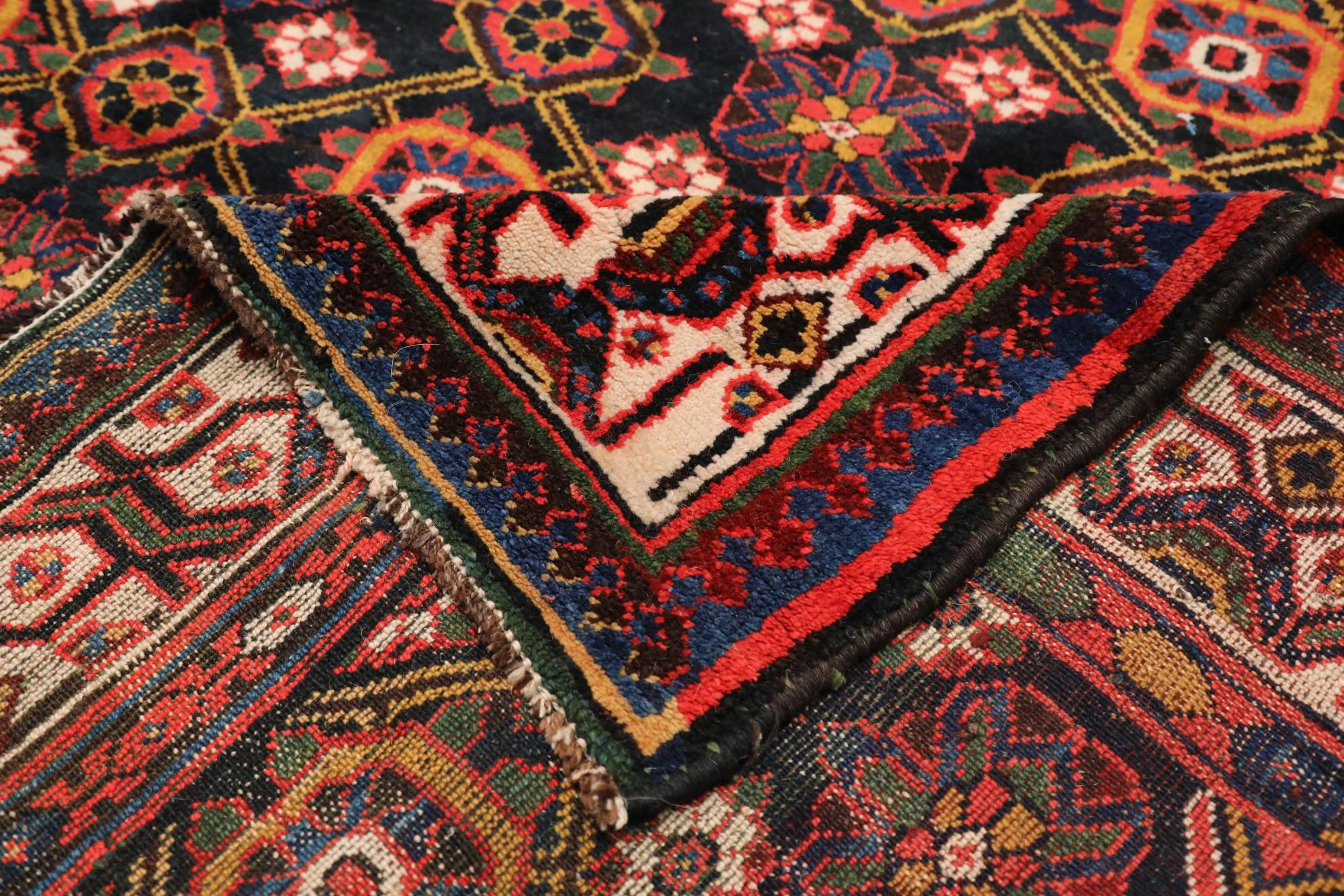 Alfombras Persas Varamin Circa 1910 - Lana Azul Marino Rojo Amarillo Diseño - 99581 Teñido con vegetales en venta
