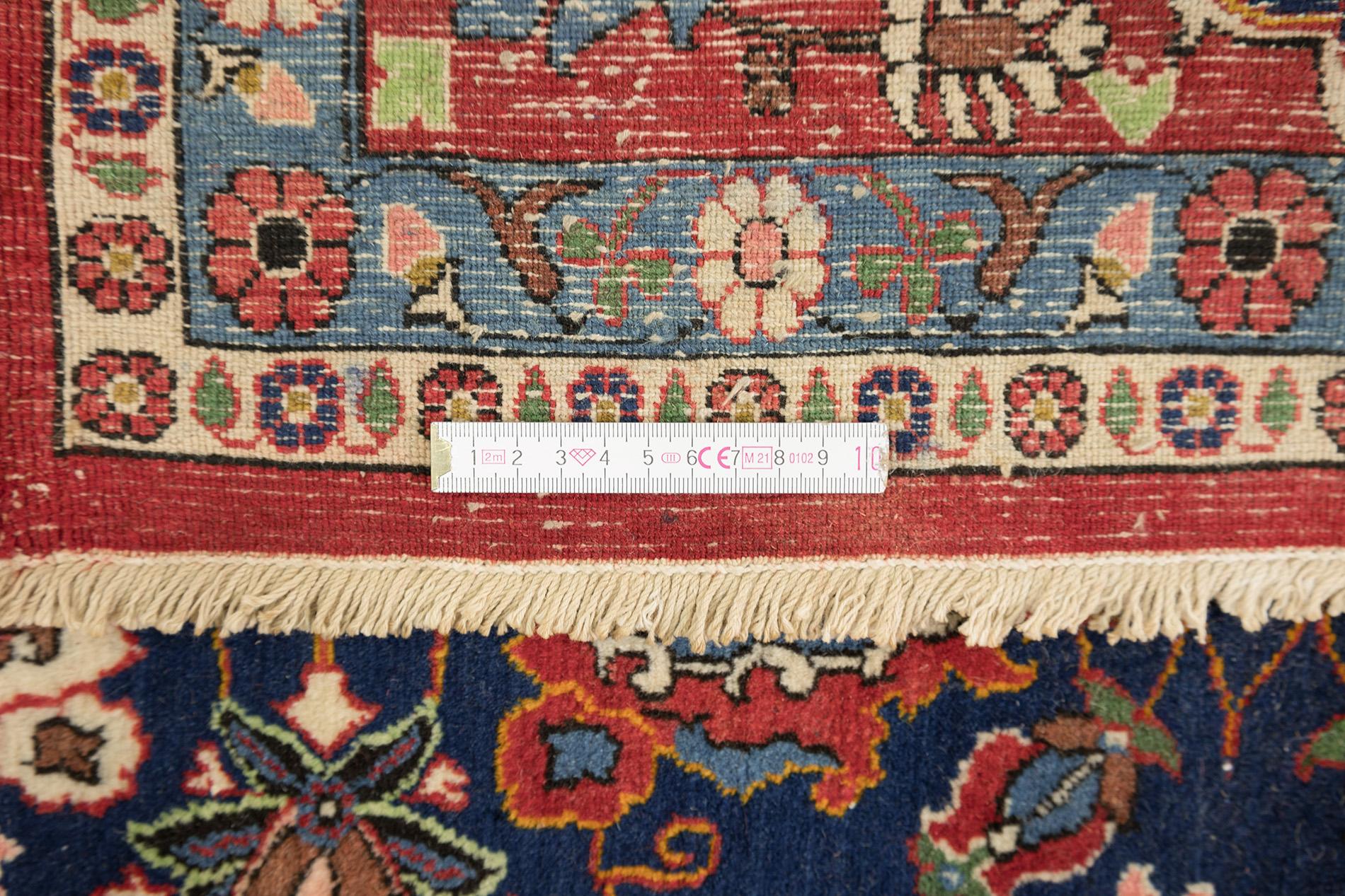 Persischer Varamin Teppich, handgeknüpft, 9.7x6.6 ft - Marineblau & Rot im Angebot 2