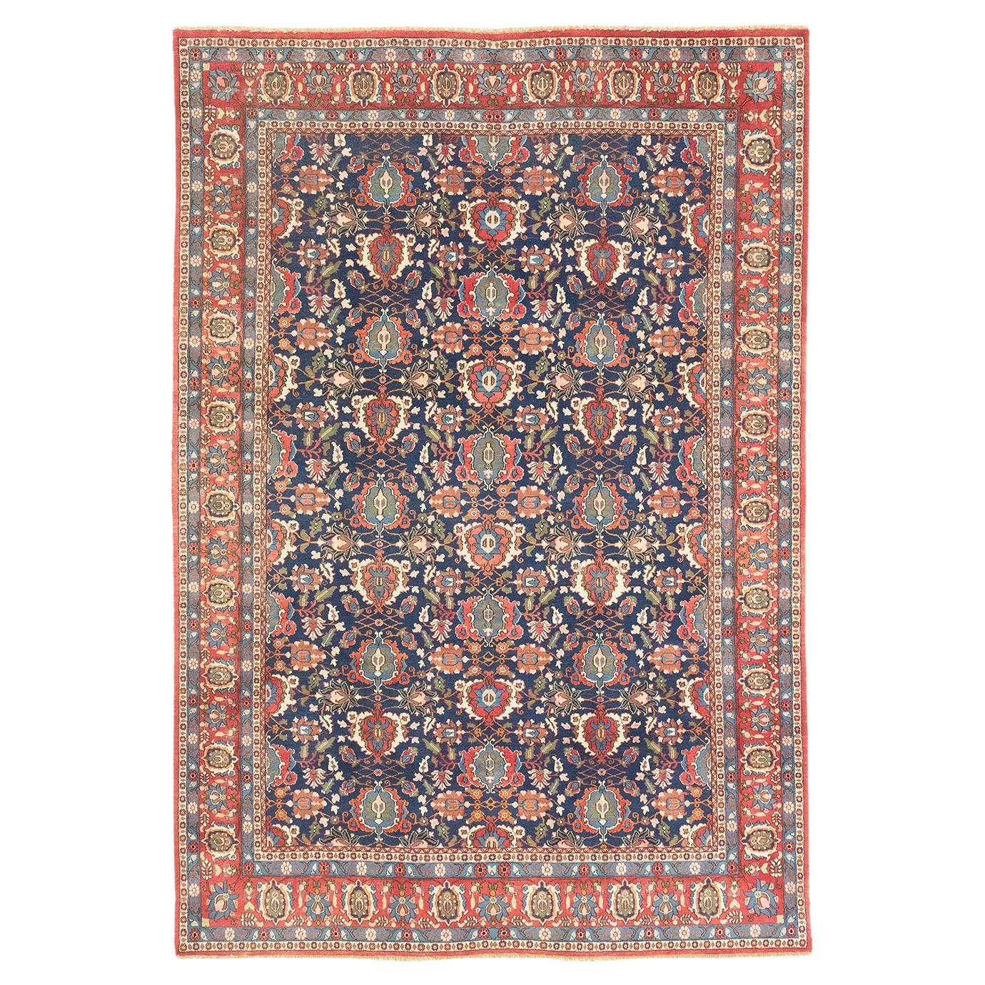 Persischer Varamin Teppich, handgeknüpft, 9.7x6.6 ft - Marineblau & Rot im Angebot