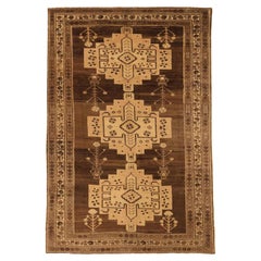 Persian Varamin Small Rug - Wool Brown Ivory 73453