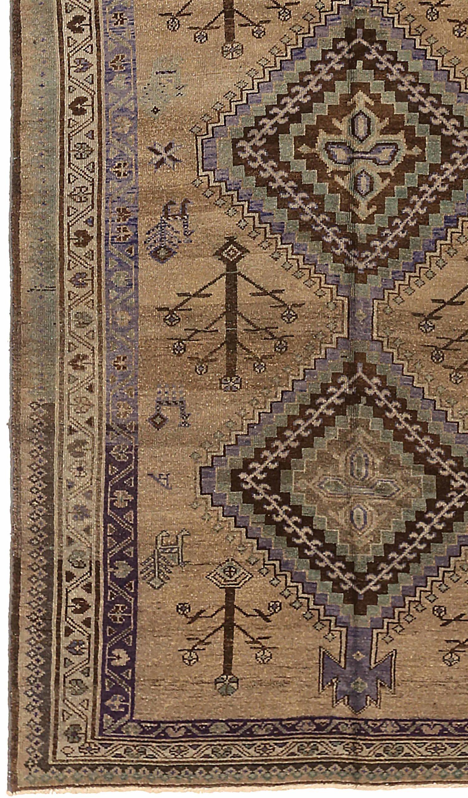 Persischer Varamin Kleiner Teppich - Wolle Braun Elfenbein Purpel 74010 (Asiatisch) im Angebot