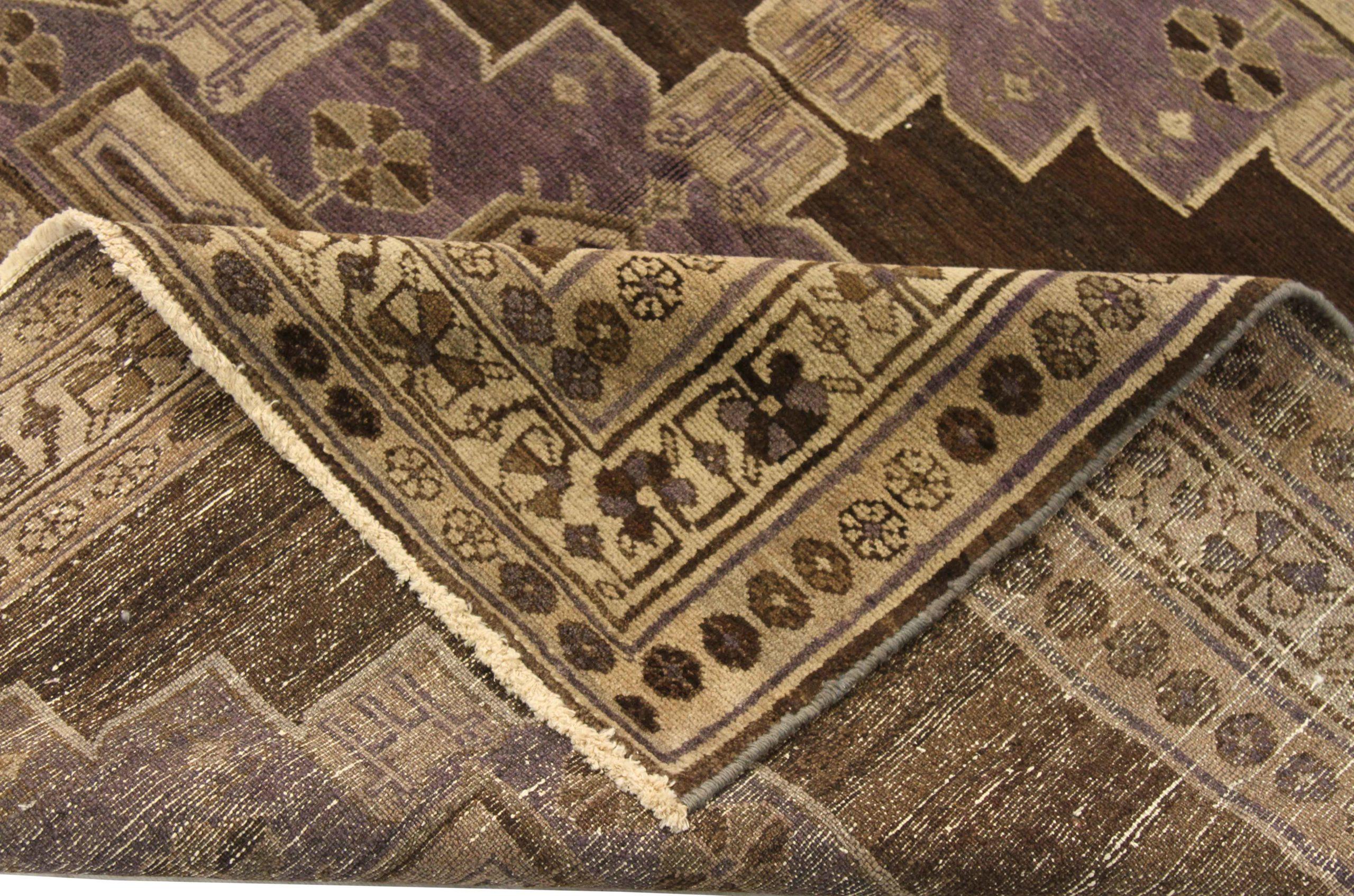 Persischer Varamin Kleiner Teppich - Wolle Braun Elfenbein Purpel 74050 (Asiatisch) im Angebot