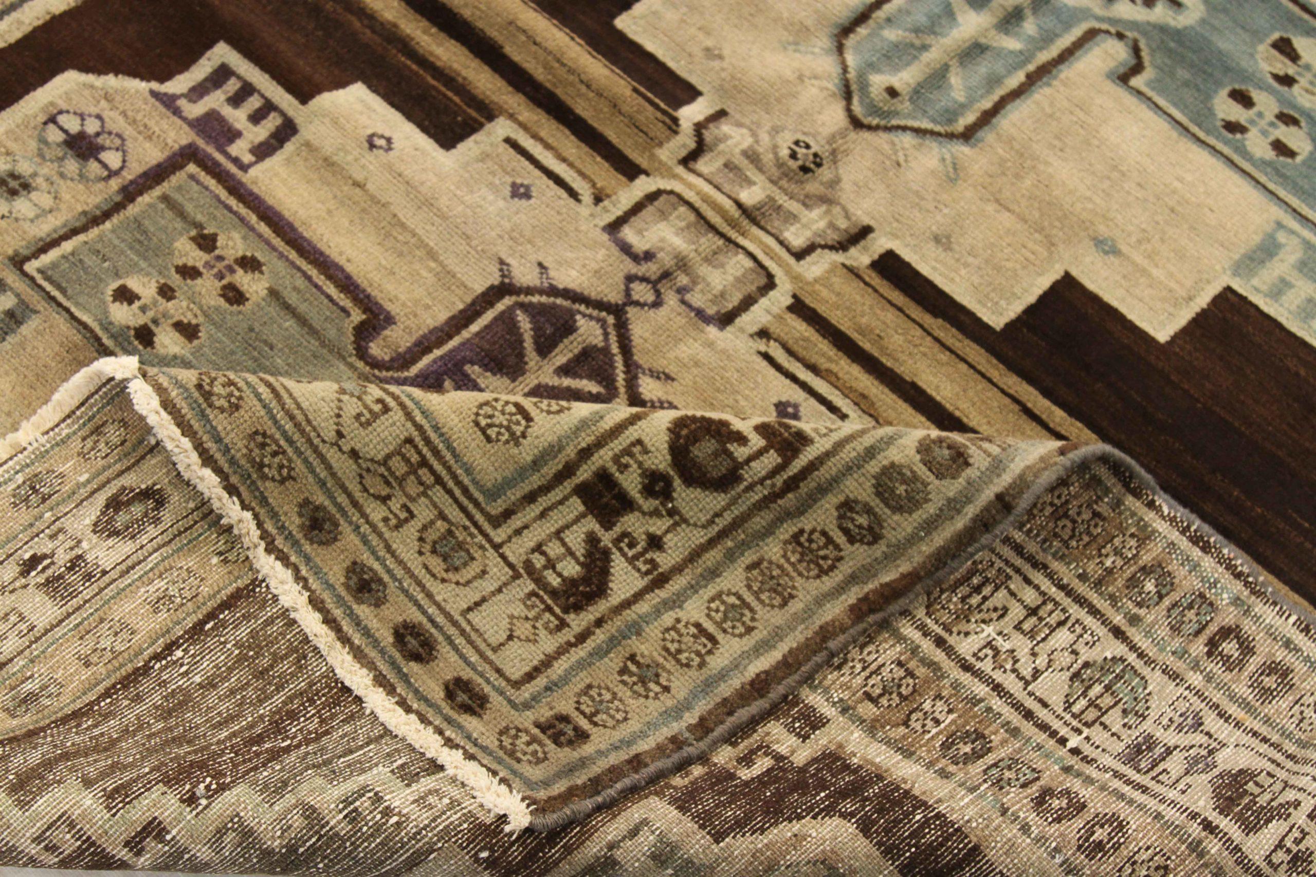 Persischer Varamin Kleinteppich CIRCA 1910 - Wolle Blau Braun Elfenbein 74046 (Asiatisch) im Angebot
