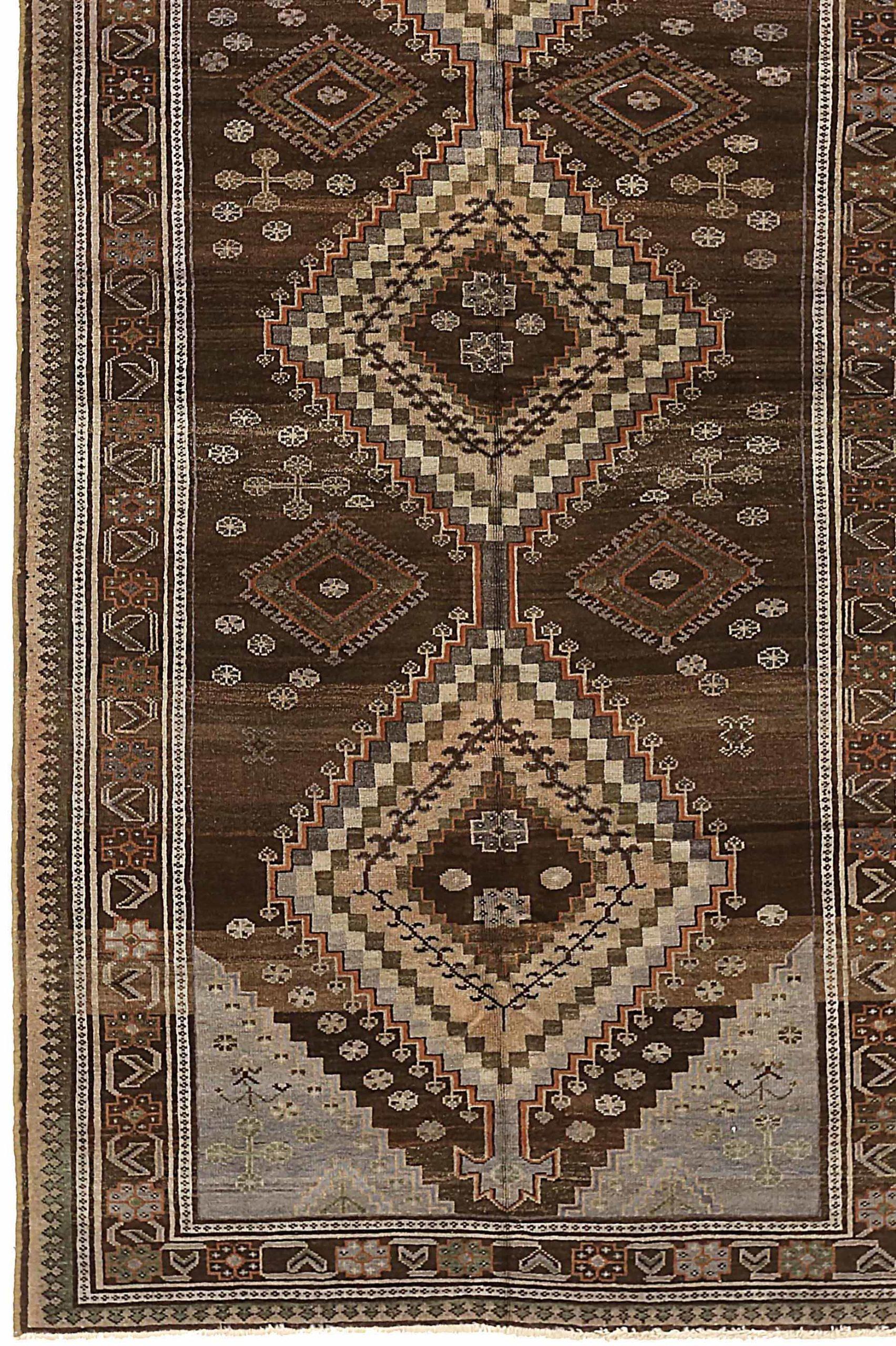 Persischer Varamin Kleinteppich CIRCA 1910 - Wolle Braun Grau Elfenbein 74001 (Asiatisch) im Angebot